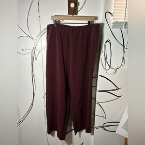 Dennis by Dennis Basso Burgundy Wide-Leg Pull On Pants w/Pockets, Women’s Sz 18